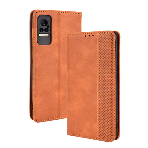 Coque Portefeuille Livre Cuir Etui Clapet BY4 pour Xiaomi Civi 1S 5G Marron