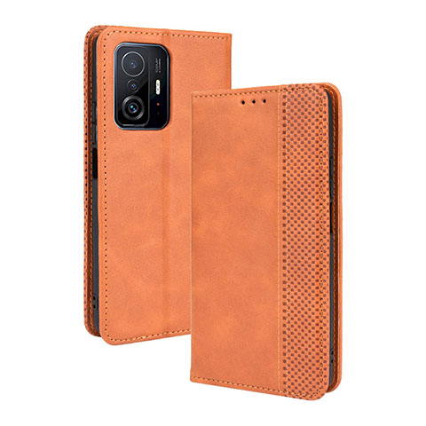 Coque Portefeuille Livre Cuir Etui Clapet BY4 pour Xiaomi Mi 11T 5G Marron