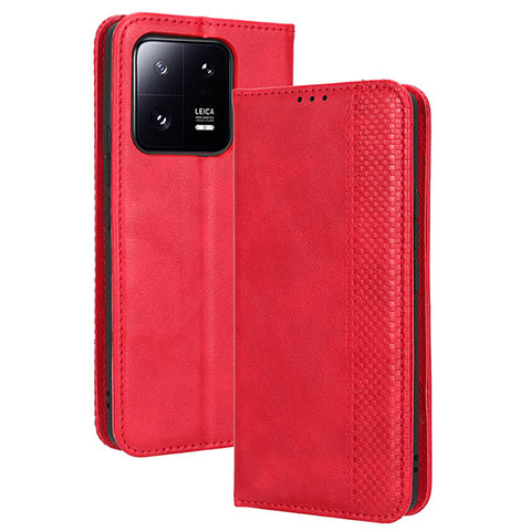 Coque Portefeuille Livre Cuir Etui Clapet BY4 pour Xiaomi Mi 13 Pro 5G Rouge