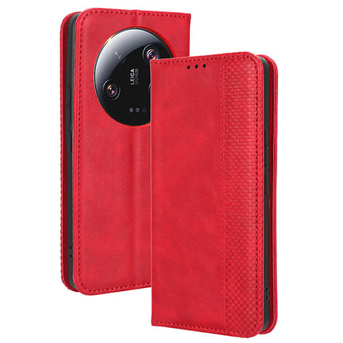 Coque Portefeuille Livre Cuir Etui Clapet BY4 pour Xiaomi Mi 13 Ultra 5G Rouge