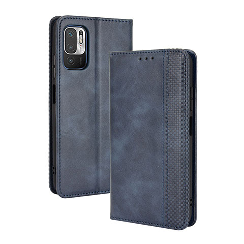 Coque Portefeuille Livre Cuir Etui Clapet BY4 pour Xiaomi POCO M3 Pro 5G Bleu