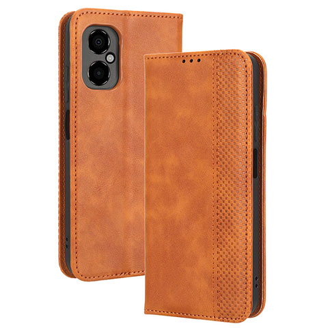 Coque Portefeuille Livre Cuir Etui Clapet BY4 pour Xiaomi Poco M4 5G Marron