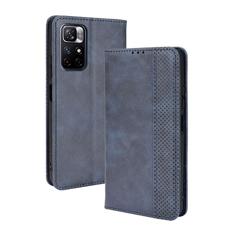 Coque Portefeuille Livre Cuir Etui Clapet BY4 pour Xiaomi Poco M4 Pro 5G Bleu