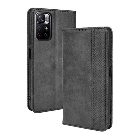 Coque Portefeuille Livre Cuir Etui Clapet BY4 pour Xiaomi Poco M4 Pro 5G Noir