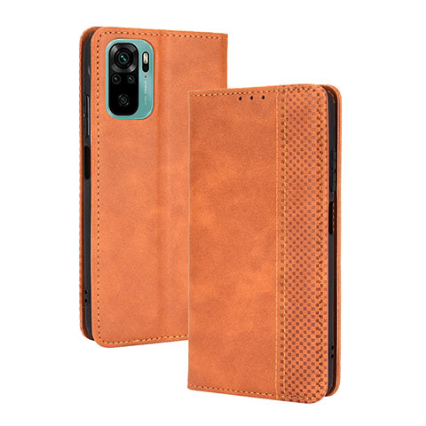 Coque Portefeuille Livre Cuir Etui Clapet BY4 pour Xiaomi Poco M5S Marron