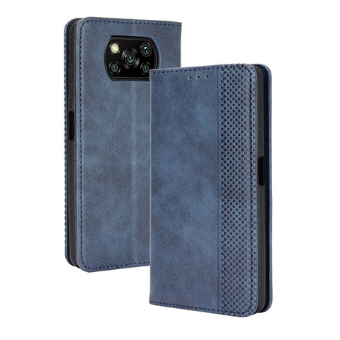 Coque Portefeuille Livre Cuir Etui Clapet BY4 pour Xiaomi Poco X3 Bleu