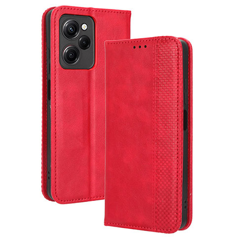 Coque Portefeuille Livre Cuir Etui Clapet BY4 pour Xiaomi Poco X5 Pro 5G Rouge