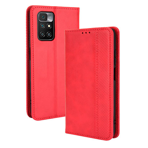 Coque Portefeuille Livre Cuir Etui Clapet BY4 pour Xiaomi Redmi 10 (2022) Rouge