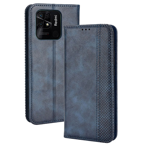 Coque Portefeuille Livre Cuir Etui Clapet BY4 pour Xiaomi Redmi 10 India Bleu