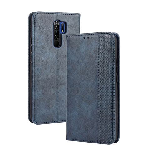 Coque Portefeuille Livre Cuir Etui Clapet BY4 pour Xiaomi Redmi 9 Prime India Bleu