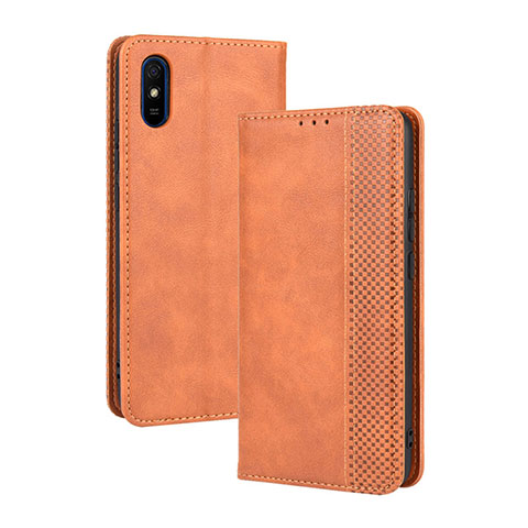 Coque Portefeuille Livre Cuir Etui Clapet BY4 pour Xiaomi Redmi 9i Marron