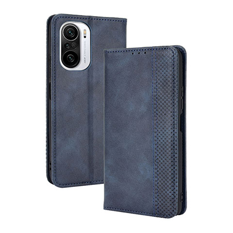 Coque Portefeuille Livre Cuir Etui Clapet BY4 pour Xiaomi Redmi K40 Pro+ Plus 5G Bleu