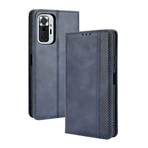 Coque Portefeuille Livre Cuir Etui Clapet BY4 pour Xiaomi Redmi Note 10 Pro 4G Bleu