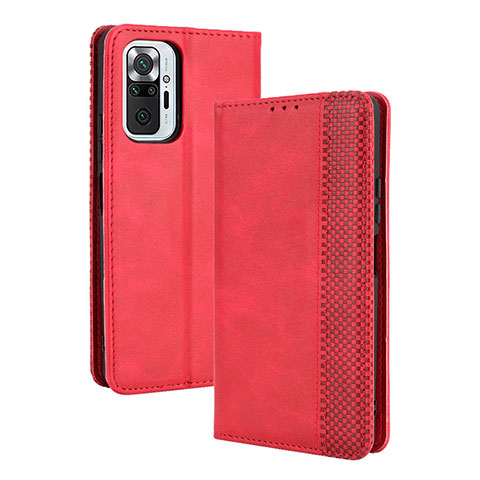 Coque Portefeuille Livre Cuir Etui Clapet BY4 pour Xiaomi Redmi Note 10 Pro 4G Rouge