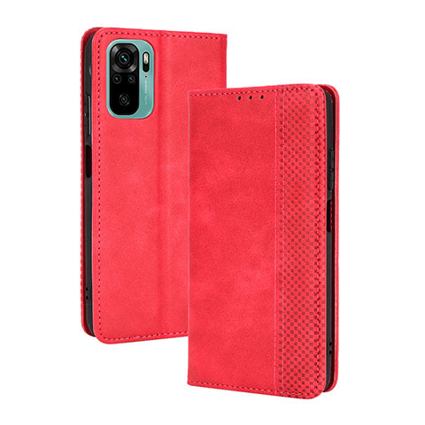 Coque Portefeuille Livre Cuir Etui Clapet BY4 pour Xiaomi Redmi Note 10S 4G Rouge