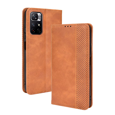 Coque Portefeuille Livre Cuir Etui Clapet BY4 pour Xiaomi Redmi Note 11 5G Marron