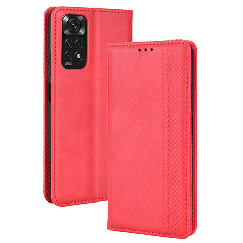 Coque Portefeuille Livre Cuir Etui Clapet BY4 pour Xiaomi Redmi Note 11S 4G Rouge