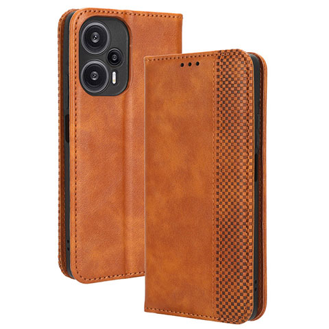 Coque Portefeuille Livre Cuir Etui Clapet BY4 pour Xiaomi Redmi Note 12 Turbo 5G Marron