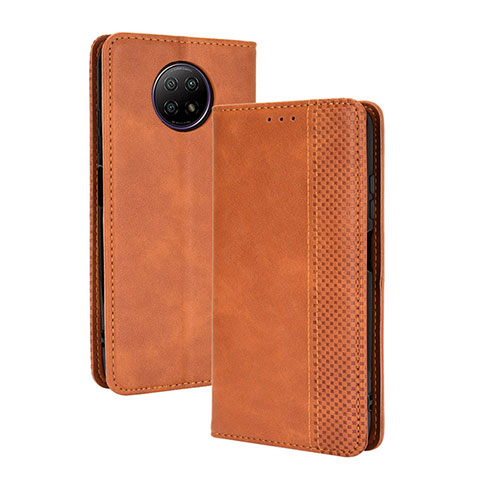 Coque Portefeuille Livre Cuir Etui Clapet BY4 pour Xiaomi Redmi Note 9T 5G Marron