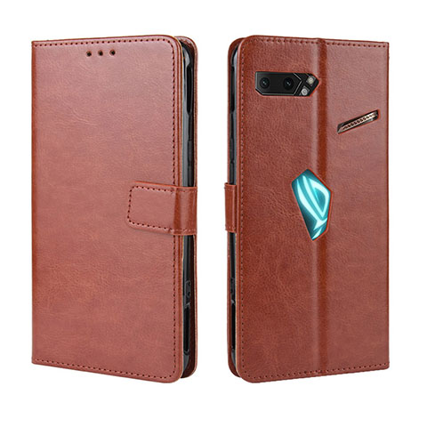 Coque Portefeuille Livre Cuir Etui Clapet BY5 pour Asus ROG Phone II ZS660KL Marron