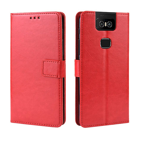 Coque Portefeuille Livre Cuir Etui Clapet BY5 pour Asus Zenfone 6 ZS630KL Rouge