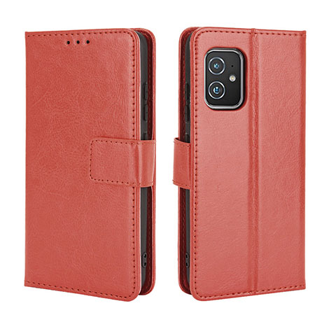 Coque Portefeuille Livre Cuir Etui Clapet BY5 pour Asus Zenfone 8 ZS590KS Marron