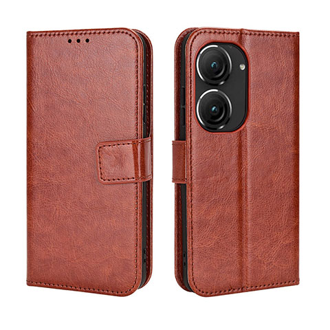 Coque Portefeuille Livre Cuir Etui Clapet BY5 pour Asus Zenfone 9 Marron