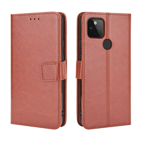 Coque Portefeuille Livre Cuir Etui Clapet BY5 pour Google Pixel 4a 5G Marron