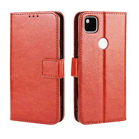 Coque Portefeuille Livre Cuir Etui Clapet BY5 pour Google Pixel 4a Marron