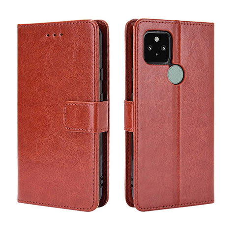 Coque Portefeuille Livre Cuir Etui Clapet BY5 pour Google Pixel 5 Marron