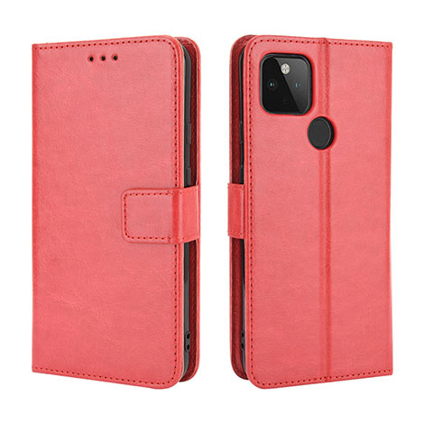 Coque Portefeuille Livre Cuir Etui Clapet BY5 pour Google Pixel 5 XL 5G Rouge