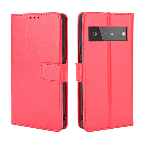 Coque Portefeuille Livre Cuir Etui Clapet BY5 pour Google Pixel 6 Pro 5G Rouge