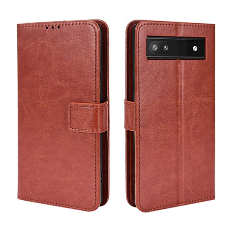 Coque Portefeuille Livre Cuir Etui Clapet BY5 pour Google Pixel 6a 5G Marron