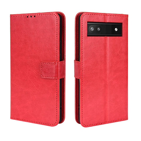 Coque Portefeuille Livre Cuir Etui Clapet BY5 pour Google Pixel 6a 5G Rouge