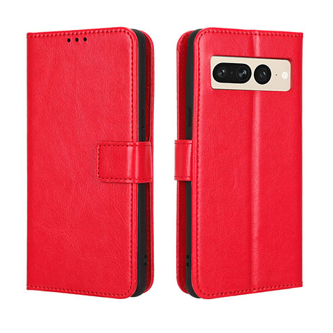 Coque Portefeuille Livre Cuir Etui Clapet BY5 pour Google Pixel 7 Pro 5G Rouge