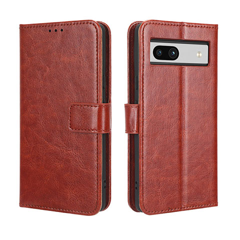 Coque Portefeuille Livre Cuir Etui Clapet BY5 pour Google Pixel 7a 5G Marron