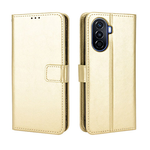 Coque Portefeuille Livre Cuir Etui Clapet BY5 pour Huawei Nova Y70 Or