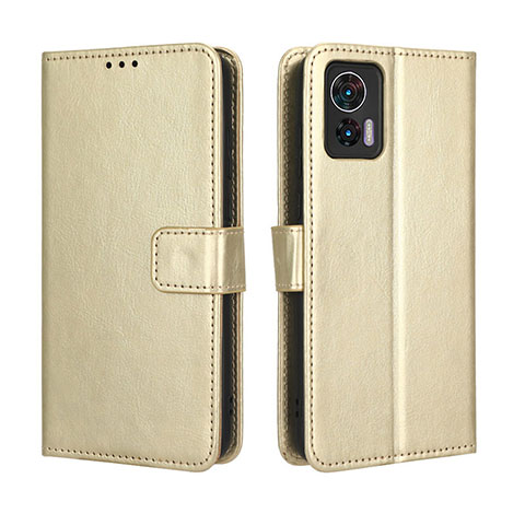 Coque Portefeuille Livre Cuir Etui Clapet BY5 pour Motorola Moto Edge 30 Neo 5G Or