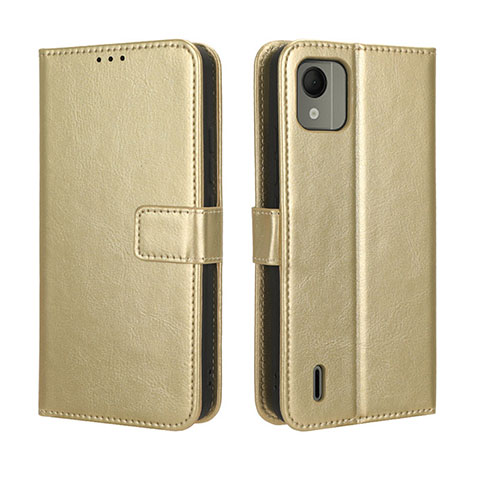 Coque Portefeuille Livre Cuir Etui Clapet BY5 pour Nokia C110 Or