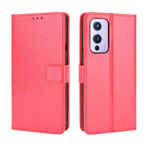 Coque Portefeuille Livre Cuir Etui Clapet BY5 pour OnePlus 9 5G Rouge