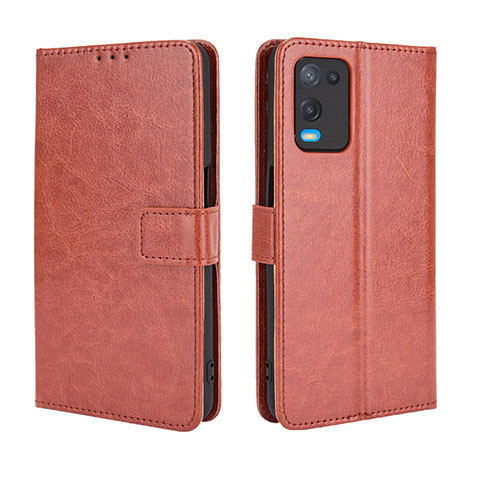 Coque Portefeuille Livre Cuir Etui Clapet BY5 pour Oppo A54 4G Marron