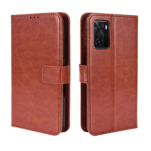 Coque Portefeuille Livre Cuir Etui Clapet BY5 pour Oppo A55S 5G Marron