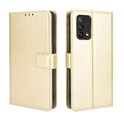 Coque Portefeuille Livre Cuir Etui Clapet BY5 pour Oppo F19 Or