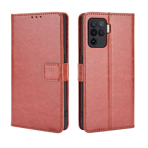 Coque Portefeuille Livre Cuir Etui Clapet BY5 pour Oppo F19 Pro Marron