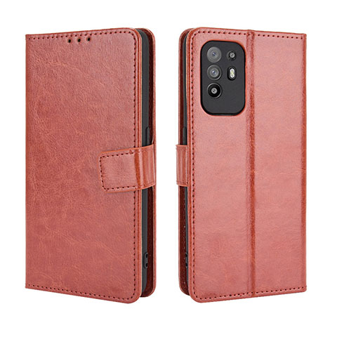 Coque Portefeuille Livre Cuir Etui Clapet BY5 pour Oppo F19 Pro+ Plus 5G Marron