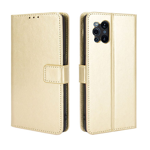 Coque Portefeuille Livre Cuir Etui Clapet BY5 pour Oppo Find X3 5G Or