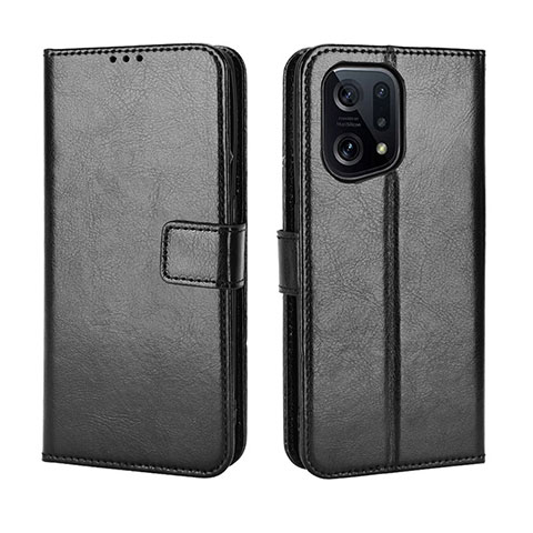 Coque Portefeuille Livre Cuir Etui Clapet BY5 pour Oppo Find X5 5G Noir