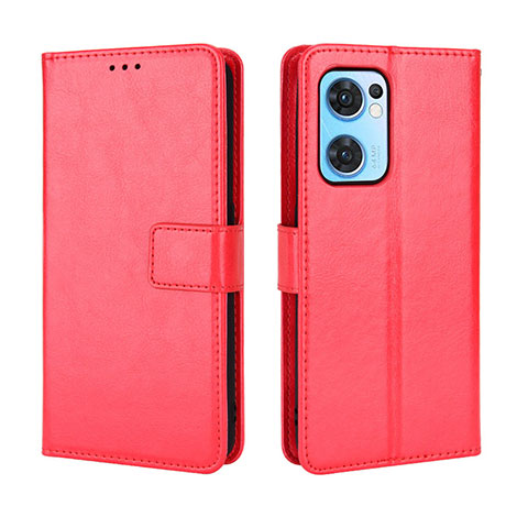 Coque Portefeuille Livre Cuir Etui Clapet BY5 pour Oppo Find X5 Lite 5G Rouge