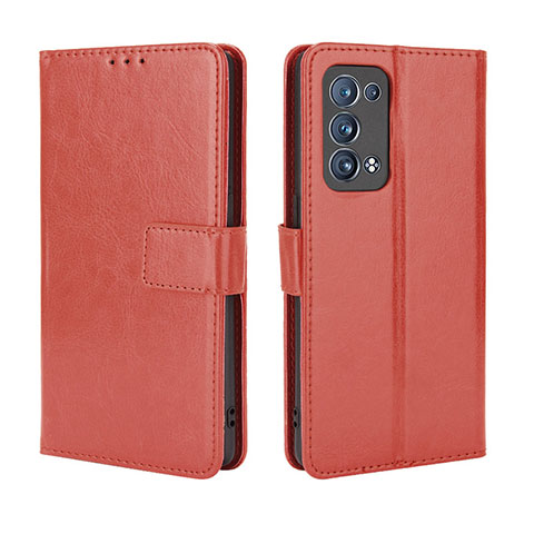 Coque Portefeuille Livre Cuir Etui Clapet BY5 pour Oppo Reno6 Pro 5G Marron