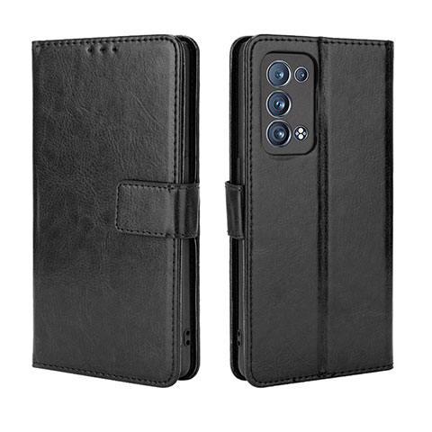 Coque Portefeuille Livre Cuir Etui Clapet BY5 pour Oppo Reno6 Pro 5G Noir